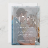 Moderne 2-Fotos mit weißem Overlay Einladung (Vorderseite)