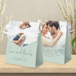 Moderne 2 Fotos Overlay Liebe Dank Hochzeit Geschenkschachtel