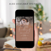 Moderne 2 Fotos Overlay QR Code Brown Wedding Einladung