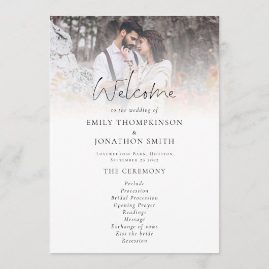 Moderne 2 Fotos Overlay-Skripte Hochzeit Programm (Vorderseite)