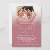 Moderne 2 Fotos Script Rose Gold Wedding Abend Einladung (Vorderseite)