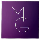 Moderne 2 Initialen | Deep Lila Subtle Ombre Fliese (Vorderseite)