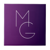 Moderne 2 Initialen | Deep Lila Subtle Ombre Fliese (Vorderseite)