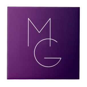 Moderne 2 Initialen Deep Lila Subtle Ombre Fliese