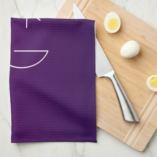 Moderne 2 Initialen | Deep Lila Subtle Ombre Geschirrtuch (Viertel Falte)