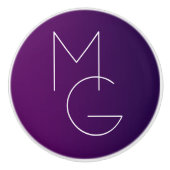 Moderne 2 Initialen | Deep Lila Subtle Ombre Keramikknauf (Vorderseite)