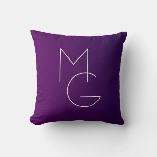 Moderne 2 Initialen Deep Lila Subtle Ombre Kissen