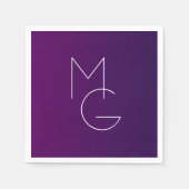 Moderne 2 Initialen | Deep Lila Subtle Ombre Serviette (Vorderseite)