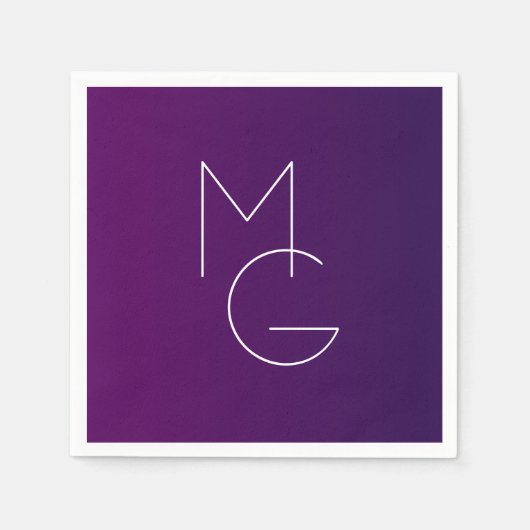 Moderne 2 Initialen | Deep Lila Subtle Ombre Serviette (Vorderseite)