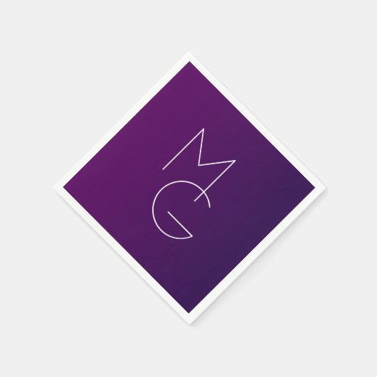 Moderne 2 Initialen | Deep Lila Subtle Ombre Serviette (Ecke)