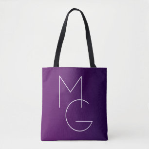 Moderne 2 Initialen Deep Lila Subtle Ombre Tasche
