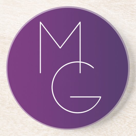 Moderne 2 Initialen | Deep Purple Subtle Ombre Getränkeuntersetzer (Vorne)