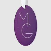 Moderne 2 Initialen | Tiefes Lila Subtiles Ombre Ornament (Vorderseite)