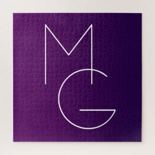Moderne 2 Initialen Tiefes Lila Subtiles Ombre Puzzle