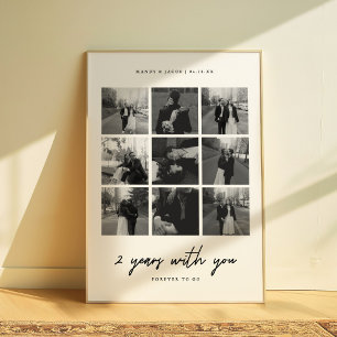 Moderne 2-Jahres-Hochzeit-Jubiläum 9-Foto-Collage Poster