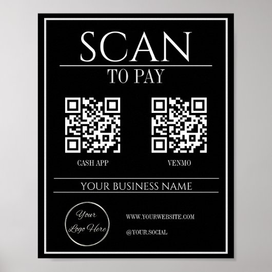 moderne 2-QR-Code-Unternehmensscan zur Zahlung Poster (Vorne)