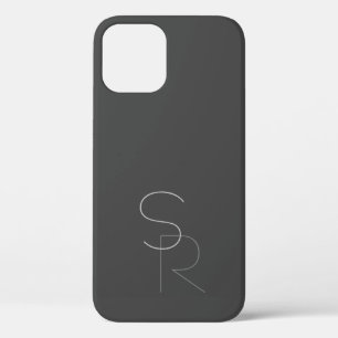 Moderne 2 überlappende Initialen Grau auf Grau Case-Mate iPhone Hülle