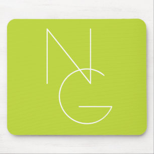 Moderne 2 überlappende Initialen   Limettengrün Mousepad