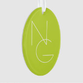 Moderne 2 überlappende Initialen | Limettengrün Ornament (Vorderseite)