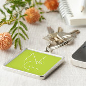 Moderne 2 überlappende Initialen | Limettengrün Schlüsselanhänger (Seite)