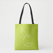 Moderne 2 überlappende Initialen | Limettengrün Tasche (Vorderseite)