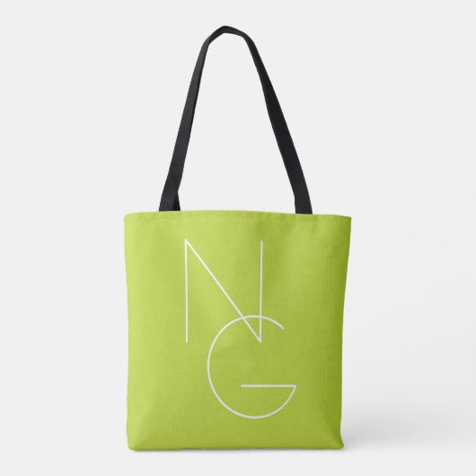 Moderne 2 überlappende Initialen | Limettengrün Tasche (Rückseite)