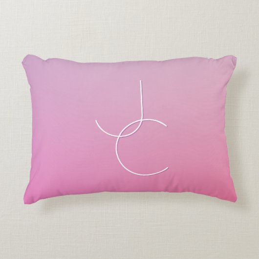 Moderne 2 überlappende Initialen | Rosa Ombre Dekokissen (Vorderseite)