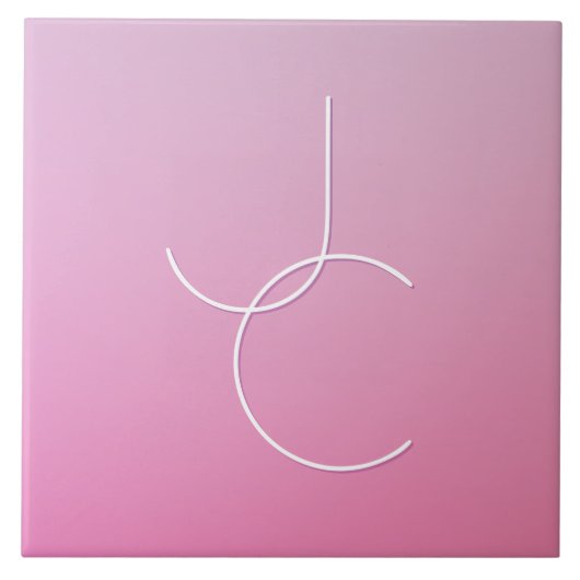 Moderne 2 überlappende Initialen | Rosa Ombre Fliese (Vorderseite)