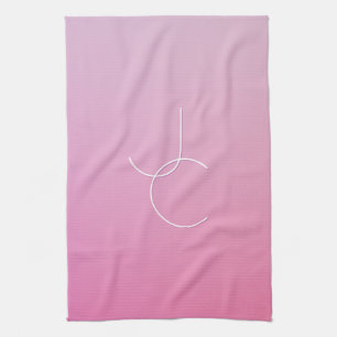 Moderne 2 überlappende Initialen Rosa Ombre Geschirrtuch