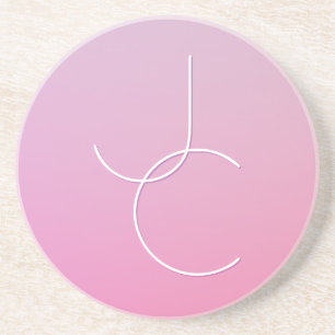 Moderne 2 überlappende Initialen   Rosa Ombre Getränkeuntersetzer