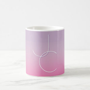 Moderne 2 überlappende Initialen Rosa Ombre Kaffeetasse