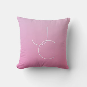 Moderne 2 überlappende Initialen Rosa Ombre Kissen