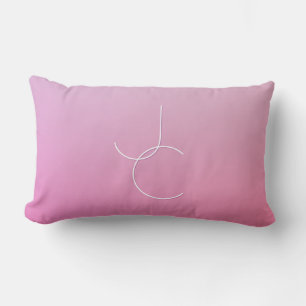 Moderne 2 überlappende Initialen Rosa Ombre Lendenkissen