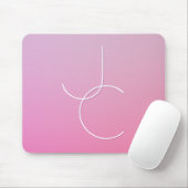 Moderne 2 überlappende Initialen | Rosa Ombre Mousepad (Mit Mouse)