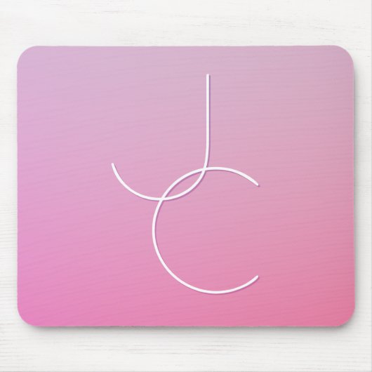 Moderne 2 überlappende Initialen | Rosa Ombre Mousepad (Vorne)