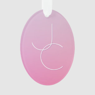 Moderne 2 überlappende Initialen Rosa Ombre Ornament