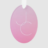 Moderne 2 überlappende Initialen | Rosa Ombre Ornament (Rückseite)