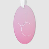 Moderne 2 überlappende Initialen | Rosa Ombre Ornament (Vorderseite)