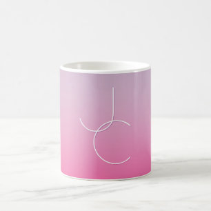 Moderne 2 überlappende Initialen Rosa Ombre Verwandlungstasse