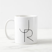 Moderne 2 überlappende Initialen | Schwarz auf Wei Kaffeetasse (Links)