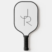 Moderne 2 überlappende Initialen | Schwarz auf Wei Pickleball Schläger (Vorderseite)