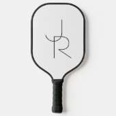 Moderne 2 überlappende Initialen | Schwarz auf Wei Pickleball Schläger (Rückseite)