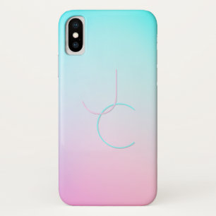 Moderne 2 überlappende Initialen Türkis Pink Case-Mate iPhone Hülle