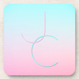 Moderne 2 überlappende Initialen   Türkis Pink Getränkeuntersetzer