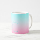 Moderne 2 überlappende Initialen | Türkis Pink Kaffeetasse (VorderseiteRechts)