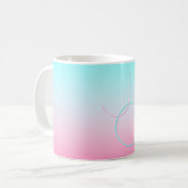 Moderne 2 überlappende Initialen | Türkis Pink Kaffeetasse (Vorderseite Links)