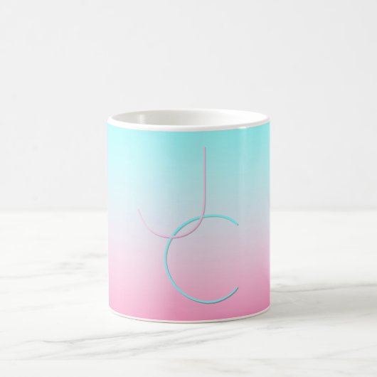 Moderne 2 überlappende Initialen | Türkis Pink Kaffeetasse (Mittel)