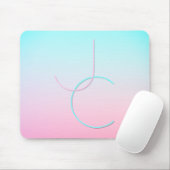 Moderne 2 überlappende Initialen | Türkis Pink Mousepad (Mit Mouse)
