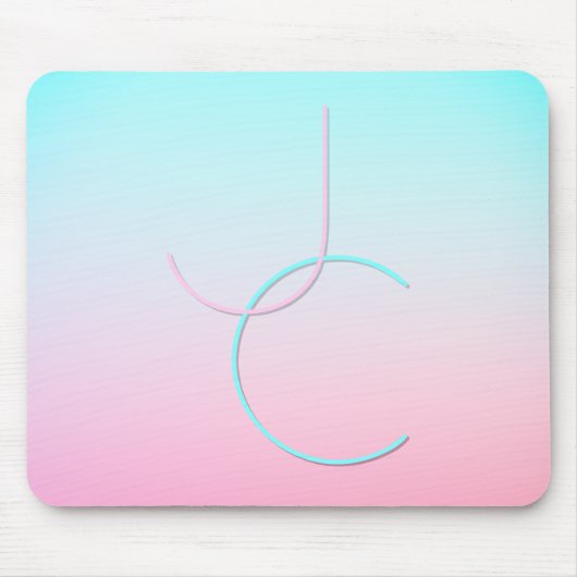 Moderne 2 überlappende Initialen | Türkis Pink Mousepad (Vorne)