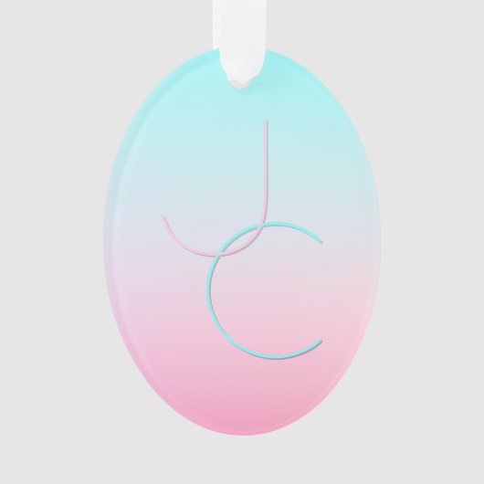 Moderne 2 überlappende Initialen | Türkis Pink Ornament (Vorderseite)